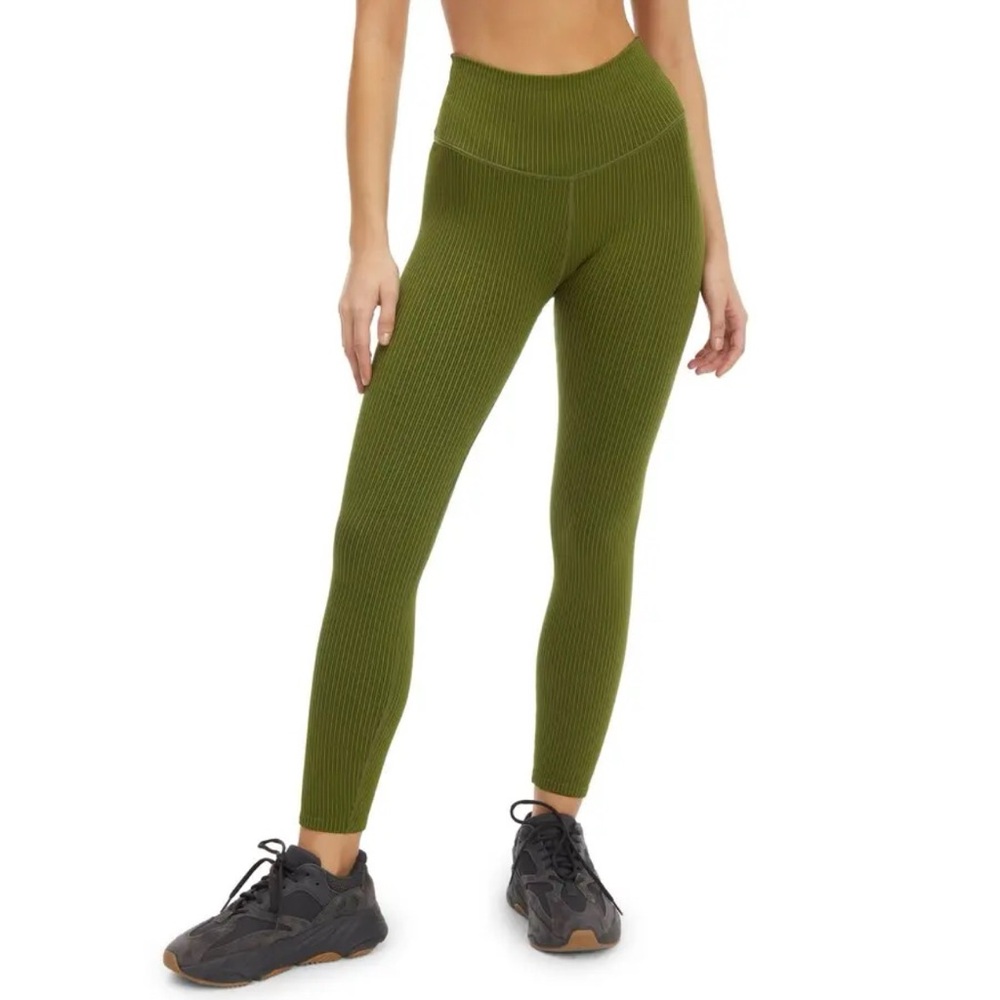 Good American Seamless Chunky Rib Leggings Sz 1/2 - XS Forest Green